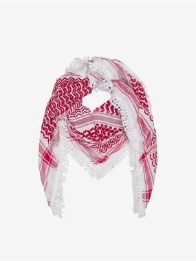 Red and White Unisex Luxury Shemagh Keffiyeh Scarf
